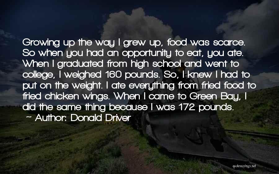 Donald Driver Quotes: Growing Up The Way I Grew Up, Food Was Scarce. So When You Had An Opportunity To Eat, You Ate.