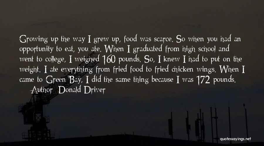 Donald Driver Quotes: Growing Up The Way I Grew Up, Food Was Scarce. So When You Had An Opportunity To Eat, You Ate.