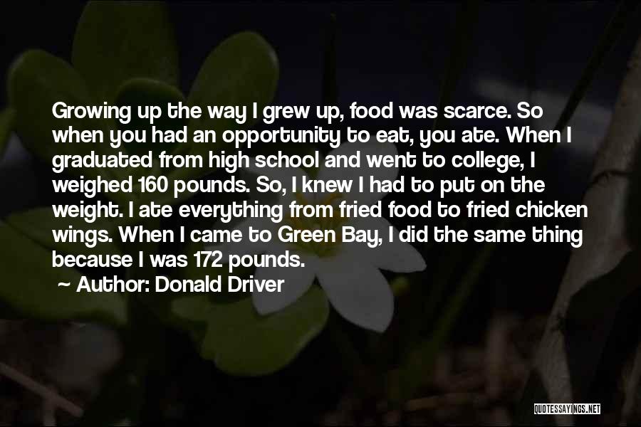 Donald Driver Quotes: Growing Up The Way I Grew Up, Food Was Scarce. So When You Had An Opportunity To Eat, You Ate.