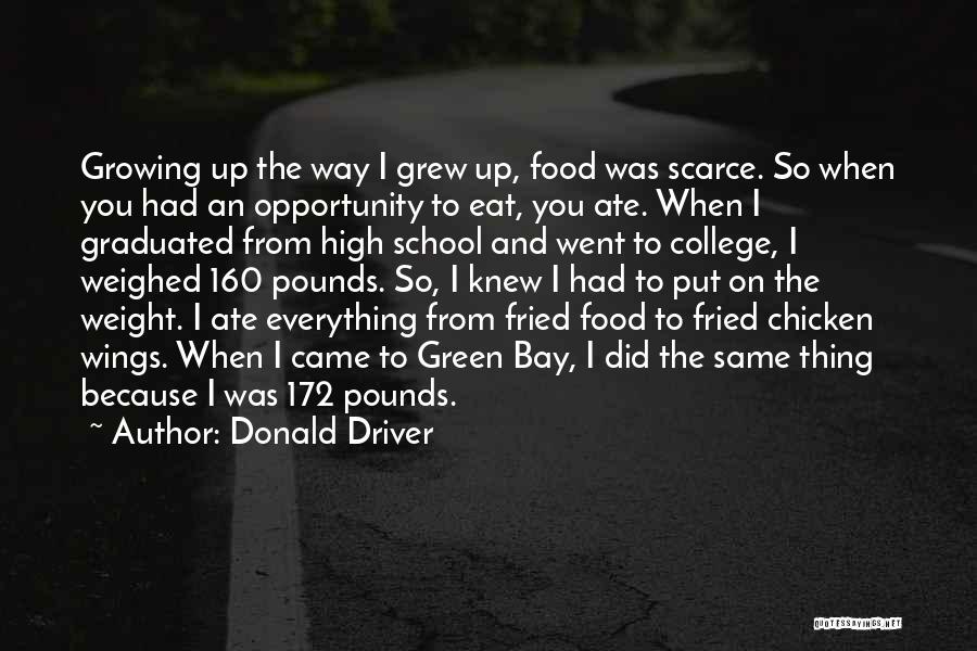 Donald Driver Quotes: Growing Up The Way I Grew Up, Food Was Scarce. So When You Had An Opportunity To Eat, You Ate.