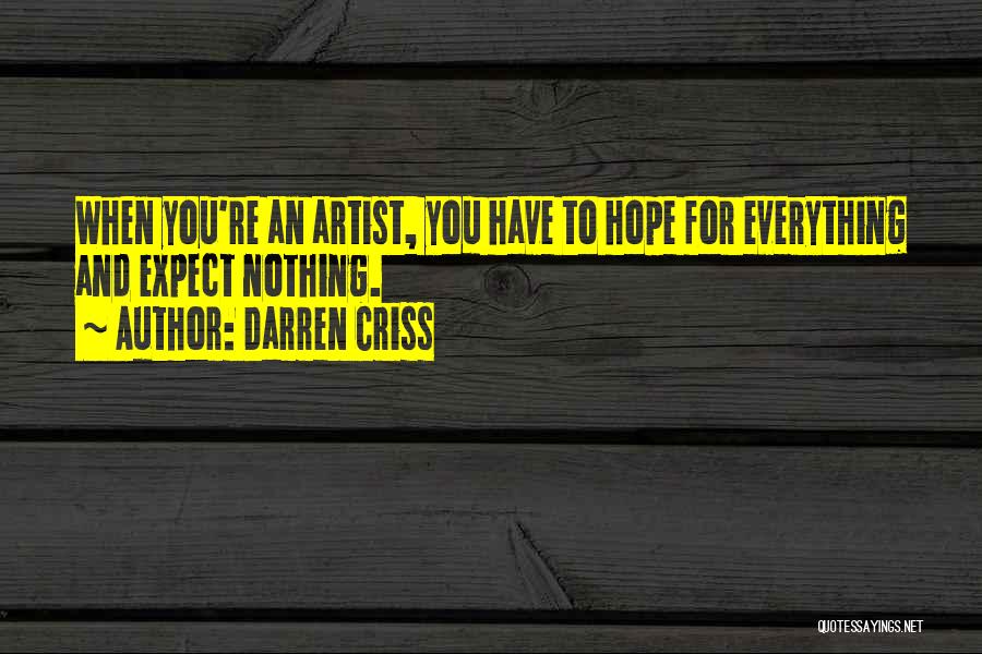 Darren Criss Quotes: When You're An Artist, You Have To Hope For Everything And Expect Nothing.