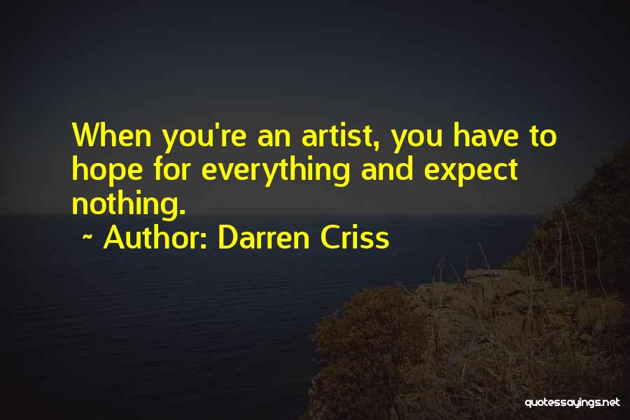 Darren Criss Quotes: When You're An Artist, You Have To Hope For Everything And Expect Nothing.