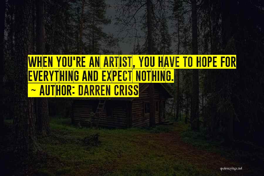 Darren Criss Quotes: When You're An Artist, You Have To Hope For Everything And Expect Nothing.