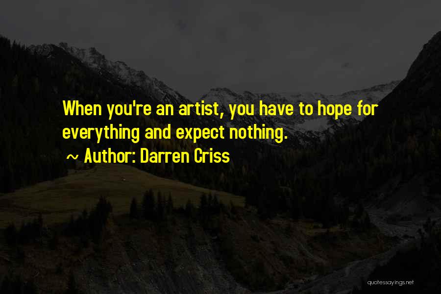 Darren Criss Quotes: When You're An Artist, You Have To Hope For Everything And Expect Nothing.