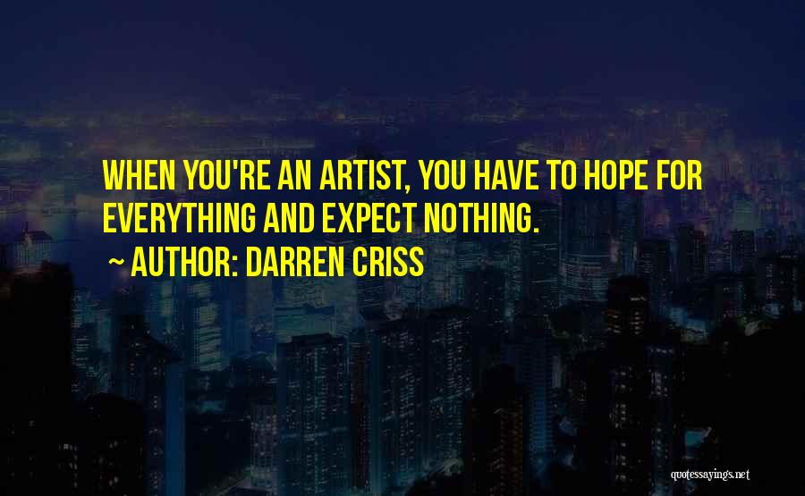 Darren Criss Quotes: When You're An Artist, You Have To Hope For Everything And Expect Nothing.