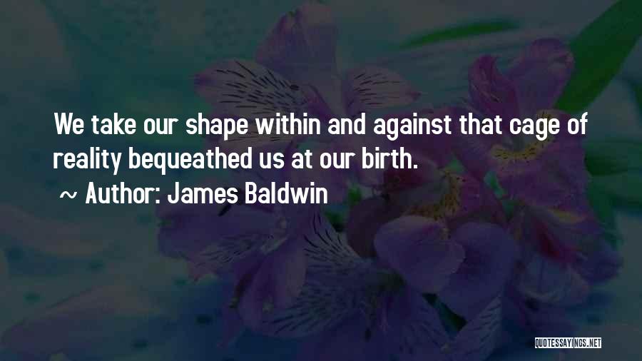 James Baldwin Quotes: We Take Our Shape Within And Against That Cage Of Reality Bequeathed Us At Our Birth.