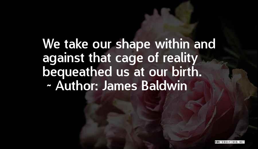 James Baldwin Quotes: We Take Our Shape Within And Against That Cage Of Reality Bequeathed Us At Our Birth.