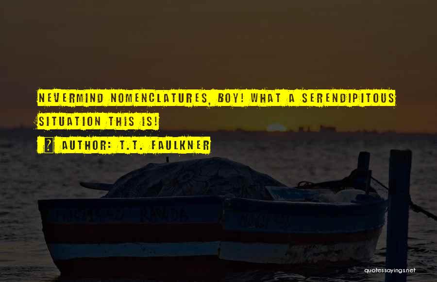 T.T. Faulkner Quotes: Nevermind Nomenclatures, Boy! What A Serendipitous Situation This Is!