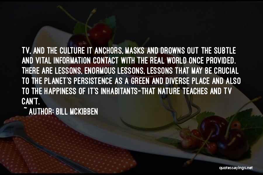Bill McKibben Quotes: Tv, And The Culture It Anchors, Masks And Drowns Out The Subtle And Vital Information Contact With The Real World