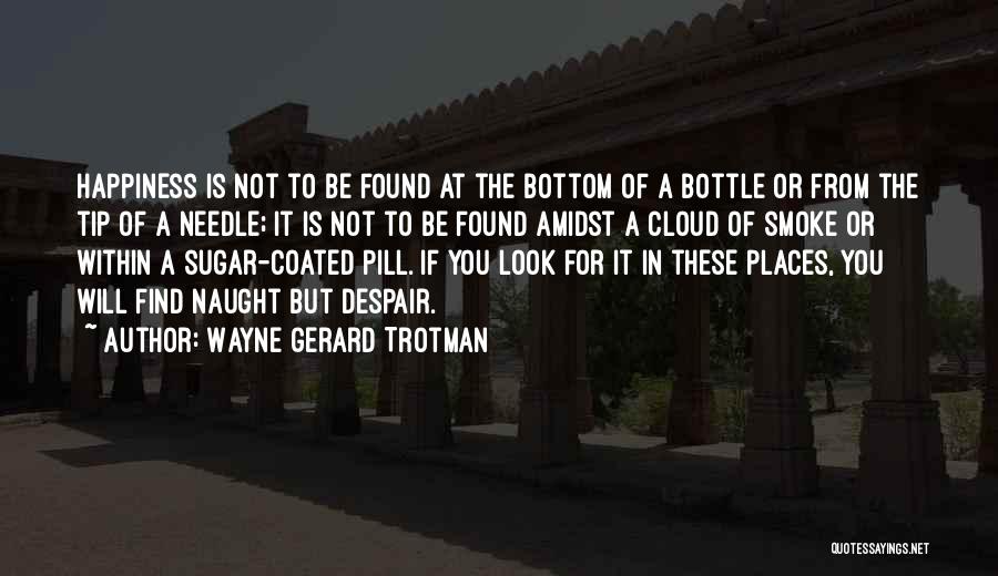 Wayne Gerard Trotman Quotes: Happiness Is Not To Be Found At The Bottom Of A Bottle Or From The Tip Of A Needle; It