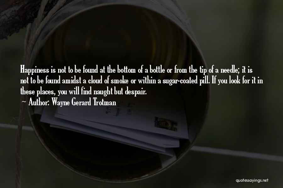 Wayne Gerard Trotman Quotes: Happiness Is Not To Be Found At The Bottom Of A Bottle Or From The Tip Of A Needle; It