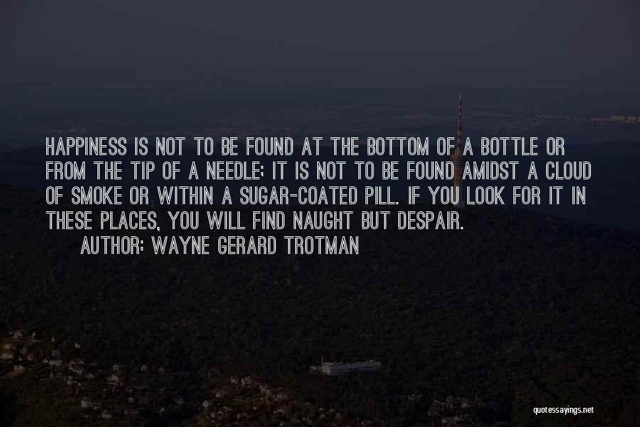 Wayne Gerard Trotman Quotes: Happiness Is Not To Be Found At The Bottom Of A Bottle Or From The Tip Of A Needle; It