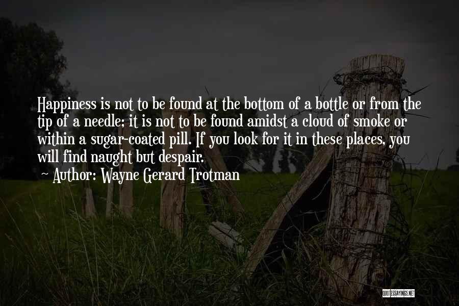 Wayne Gerard Trotman Quotes: Happiness Is Not To Be Found At The Bottom Of A Bottle Or From The Tip Of A Needle; It