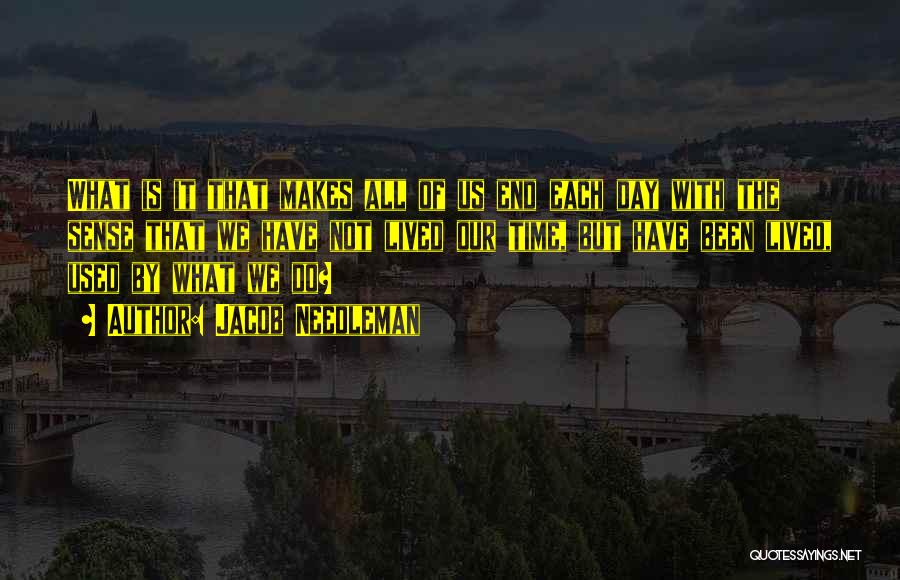 Jacob Needleman Quotes: What Is It That Makes All Of Us End Each Day With The Sense That We Have Not Lived Our