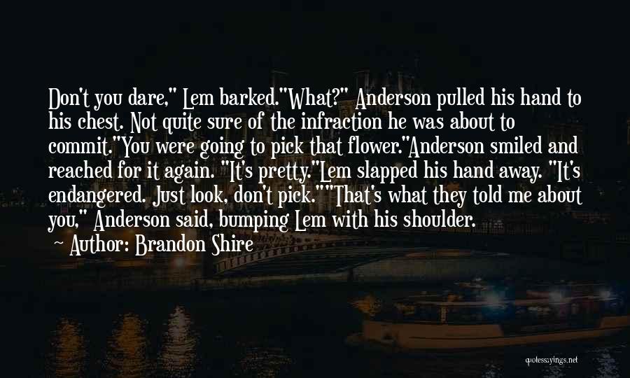 Brandon Shire Quotes: Don't You Dare, Lem Barked.what? Anderson Pulled His Hand To His Chest. Not Quite Sure Of The Infraction He Was