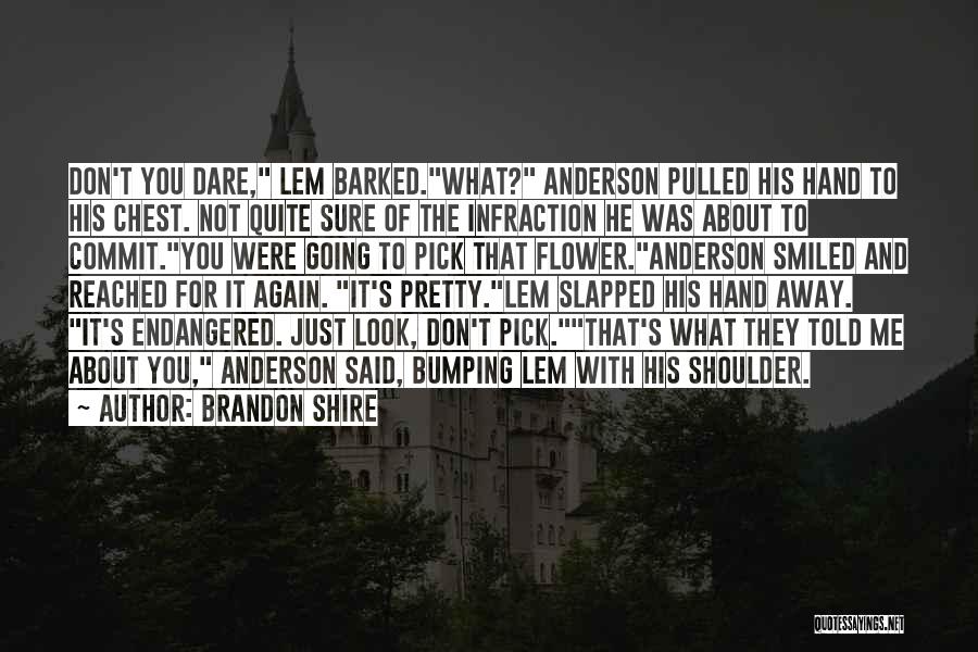 Brandon Shire Quotes: Don't You Dare, Lem Barked.what? Anderson Pulled His Hand To His Chest. Not Quite Sure Of The Infraction He Was