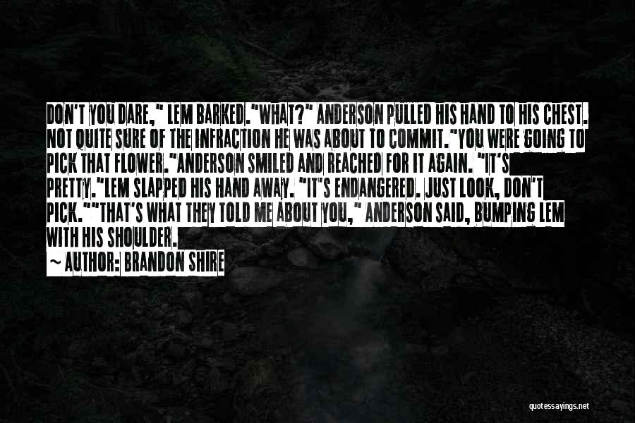 Brandon Shire Quotes: Don't You Dare, Lem Barked.what? Anderson Pulled His Hand To His Chest. Not Quite Sure Of The Infraction He Was