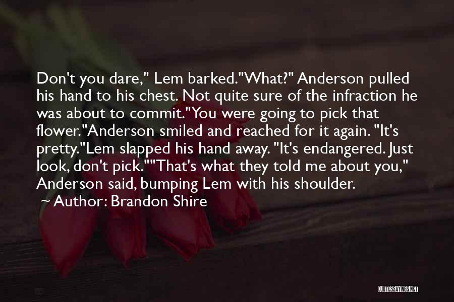 Brandon Shire Quotes: Don't You Dare, Lem Barked.what? Anderson Pulled His Hand To His Chest. Not Quite Sure Of The Infraction He Was