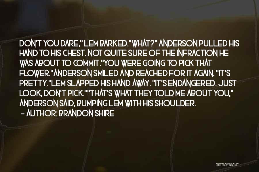 Brandon Shire Quotes: Don't You Dare, Lem Barked.what? Anderson Pulled His Hand To His Chest. Not Quite Sure Of The Infraction He Was