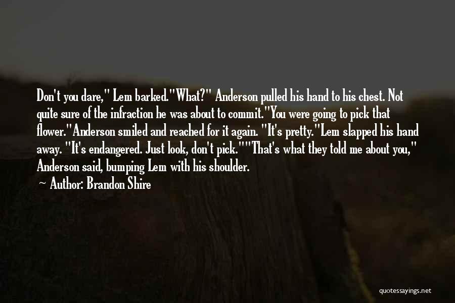 Brandon Shire Quotes: Don't You Dare, Lem Barked.what? Anderson Pulled His Hand To His Chest. Not Quite Sure Of The Infraction He Was