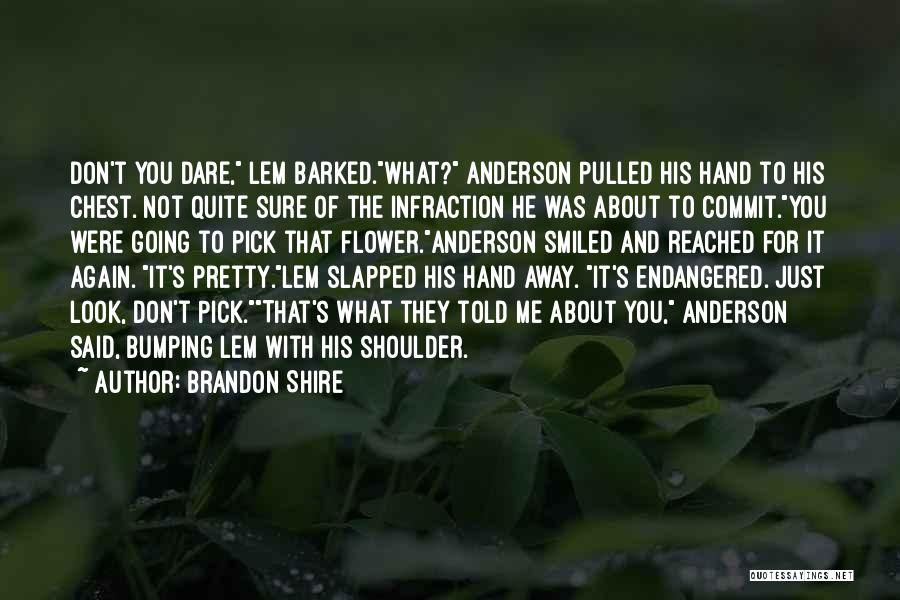 Brandon Shire Quotes: Don't You Dare, Lem Barked.what? Anderson Pulled His Hand To His Chest. Not Quite Sure Of The Infraction He Was