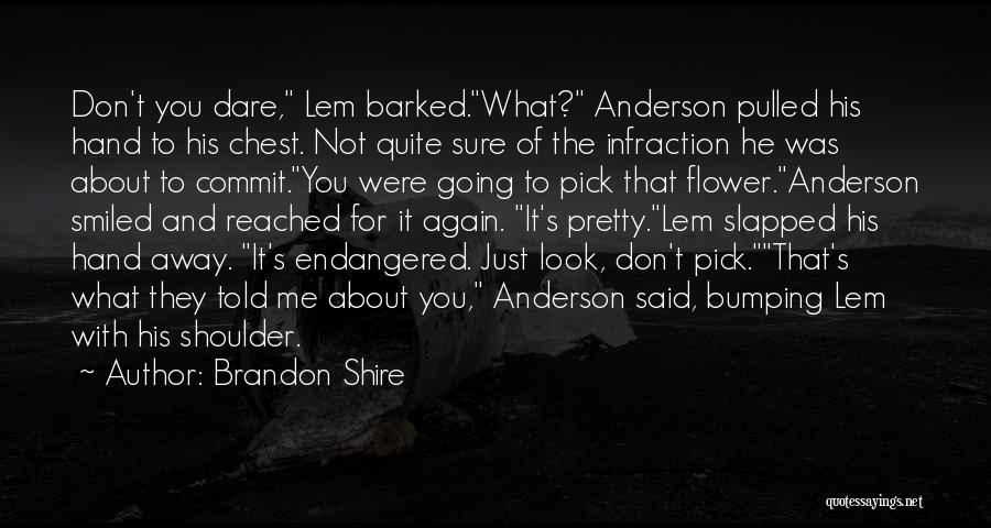 Brandon Shire Quotes: Don't You Dare, Lem Barked.what? Anderson Pulled His Hand To His Chest. Not Quite Sure Of The Infraction He Was