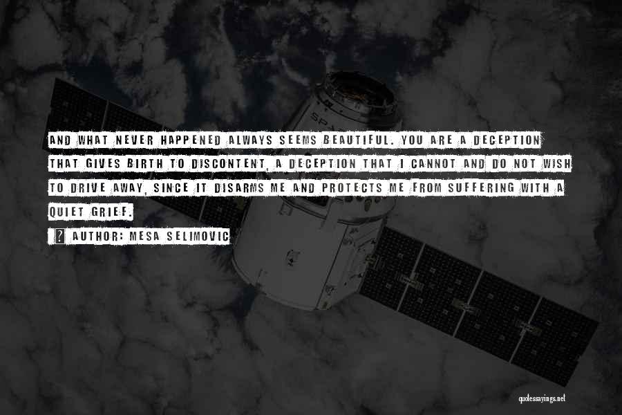Mesa Selimovic Quotes: And What Never Happened Always Seems Beautiful. You Are A Deception That Gives Birth To Discontent, A Deception That I