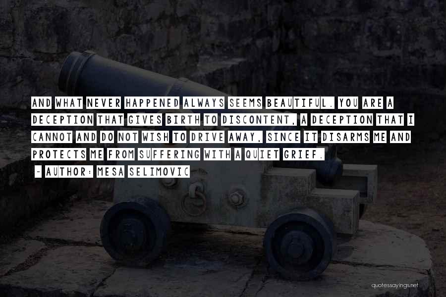 Mesa Selimovic Quotes: And What Never Happened Always Seems Beautiful. You Are A Deception That Gives Birth To Discontent, A Deception That I