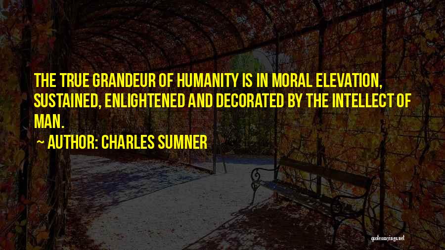 Charles Sumner Quotes: The True Grandeur Of Humanity Is In Moral Elevation, Sustained, Enlightened And Decorated By The Intellect Of Man.