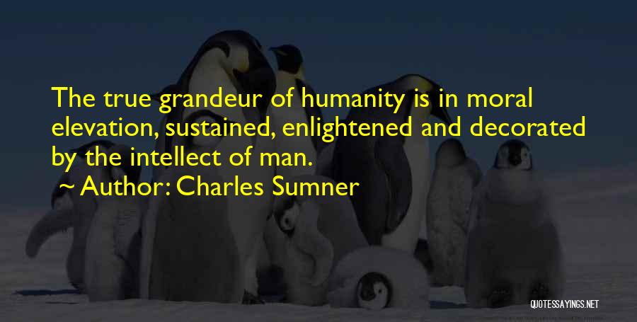 Charles Sumner Quotes: The True Grandeur Of Humanity Is In Moral Elevation, Sustained, Enlightened And Decorated By The Intellect Of Man.