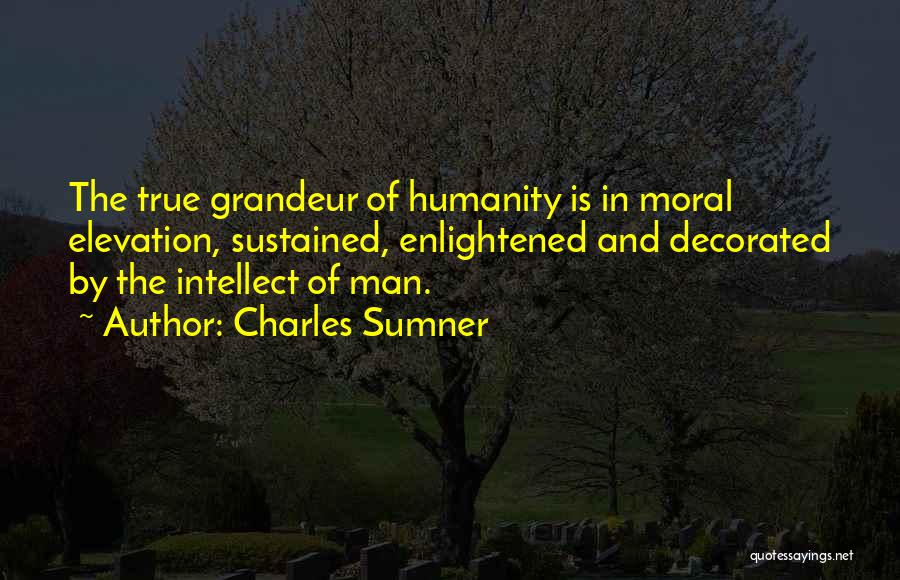 Charles Sumner Quotes: The True Grandeur Of Humanity Is In Moral Elevation, Sustained, Enlightened And Decorated By The Intellect Of Man.