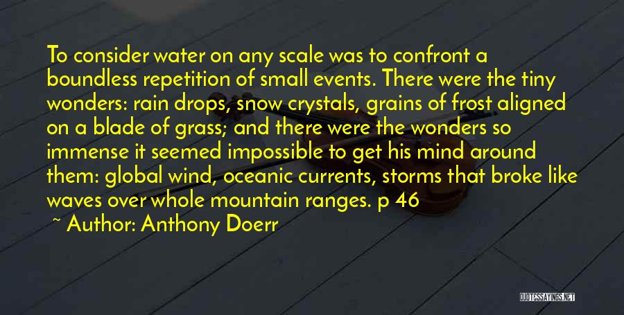 Anthony Doerr Quotes: To Consider Water On Any Scale Was To Confront A Boundless Repetition Of Small Events. There Were The Tiny Wonders: