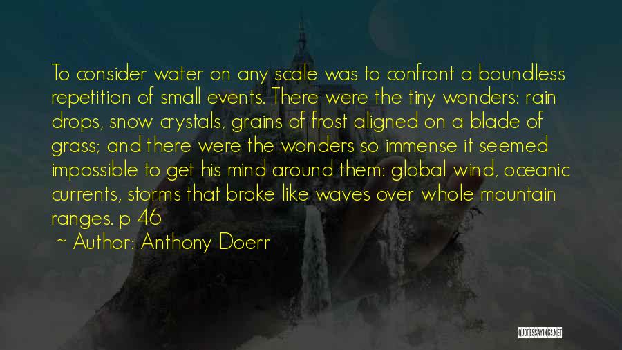 Anthony Doerr Quotes: To Consider Water On Any Scale Was To Confront A Boundless Repetition Of Small Events. There Were The Tiny Wonders: