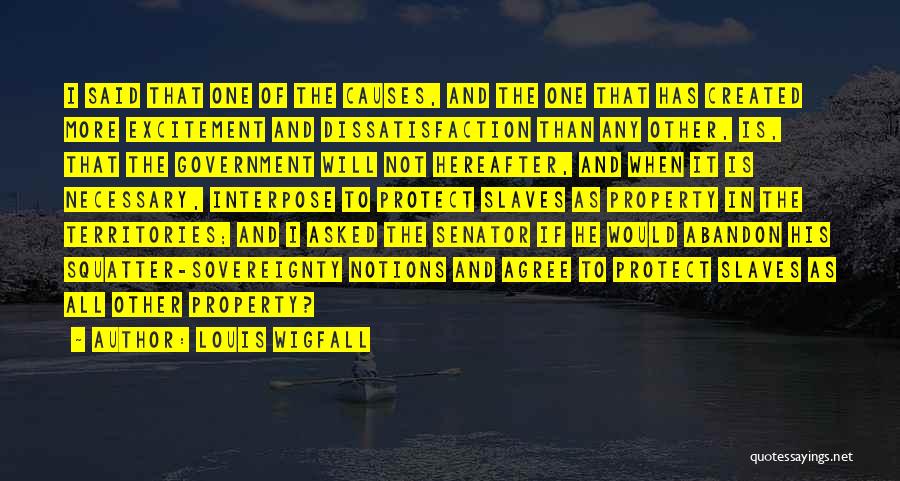 Louis Wigfall Quotes: I Said That One Of The Causes, And The One That Has Created More Excitement And Dissatisfaction Than Any Other,