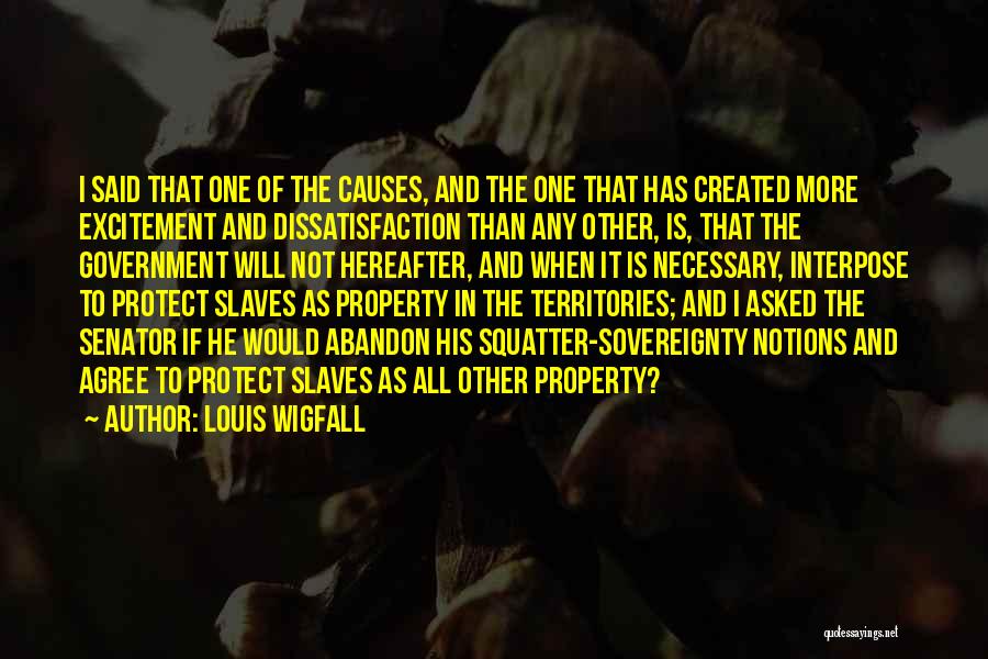 Louis Wigfall Quotes: I Said That One Of The Causes, And The One That Has Created More Excitement And Dissatisfaction Than Any Other,