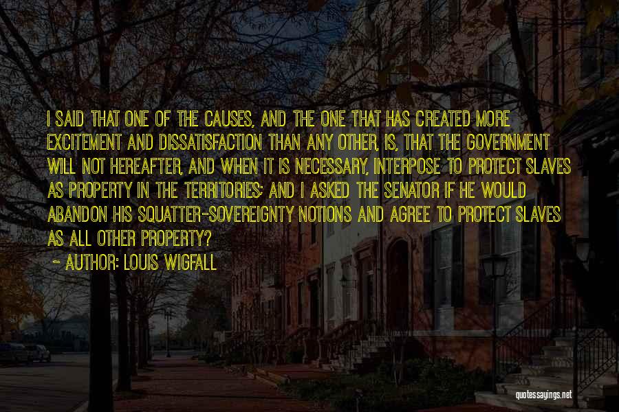 Louis Wigfall Quotes: I Said That One Of The Causes, And The One That Has Created More Excitement And Dissatisfaction Than Any Other,