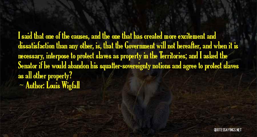 Louis Wigfall Quotes: I Said That One Of The Causes, And The One That Has Created More Excitement And Dissatisfaction Than Any Other,