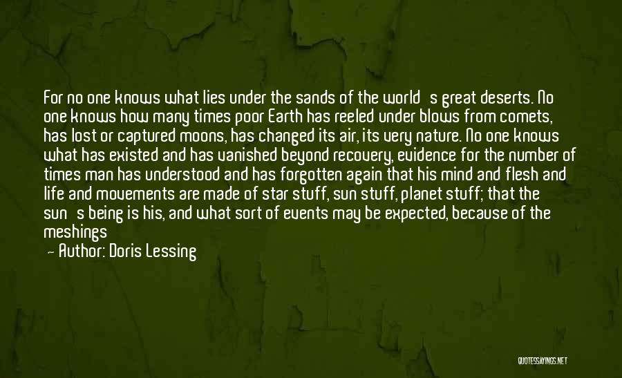 Doris Lessing Quotes: For No One Knows What Lies Under The Sands Of The World's Great Deserts. No One Knows How Many Times