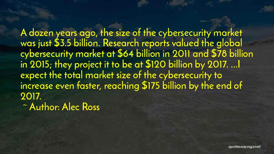 Alec Ross Quotes: A Dozen Years Ago, The Size Of The Cybersecurity Market Was Just $3.5 Billion. Research Reports Valued The Global Cybersecurity