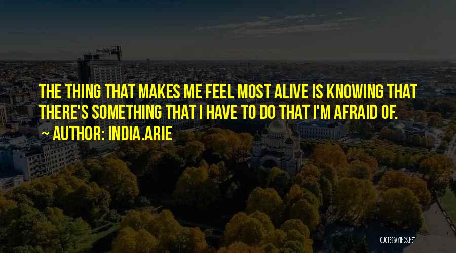 India.Arie Quotes: The Thing That Makes Me Feel Most Alive Is Knowing That There's Something That I Have To Do That I'm