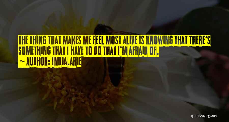 India.Arie Quotes: The Thing That Makes Me Feel Most Alive Is Knowing That There's Something That I Have To Do That I'm