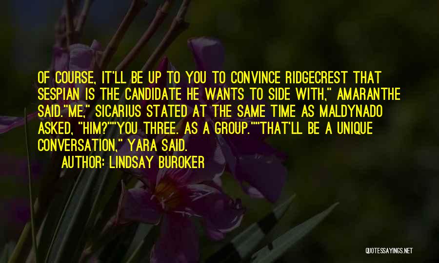Lindsay Buroker Quotes: Of Course, It'll Be Up To You To Convince Ridgecrest That Sespian Is The Candidate He Wants To Side With,