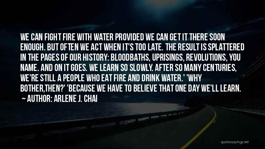 Arlene J. Chai Quotes: We Can Fight Fire With Water Provided We Can Get It There Soon Enough. But Often We Act When It's