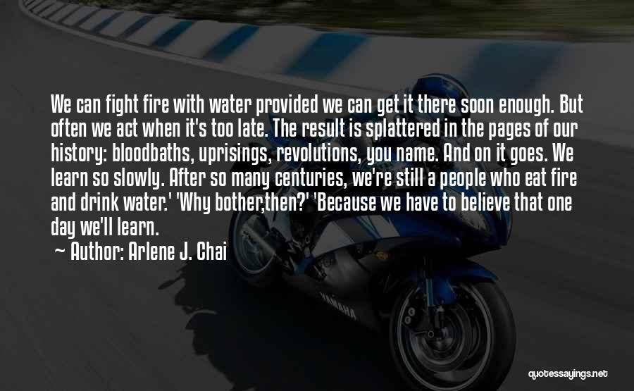 Arlene J. Chai Quotes: We Can Fight Fire With Water Provided We Can Get It There Soon Enough. But Often We Act When It's