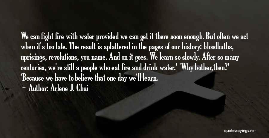 Arlene J. Chai Quotes: We Can Fight Fire With Water Provided We Can Get It There Soon Enough. But Often We Act When It's