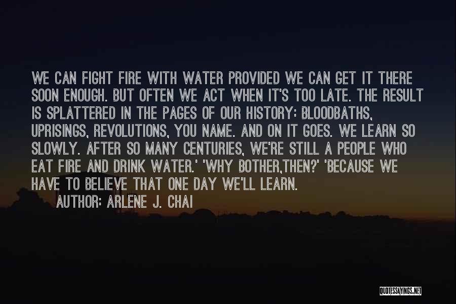 Arlene J. Chai Quotes: We Can Fight Fire With Water Provided We Can Get It There Soon Enough. But Often We Act When It's