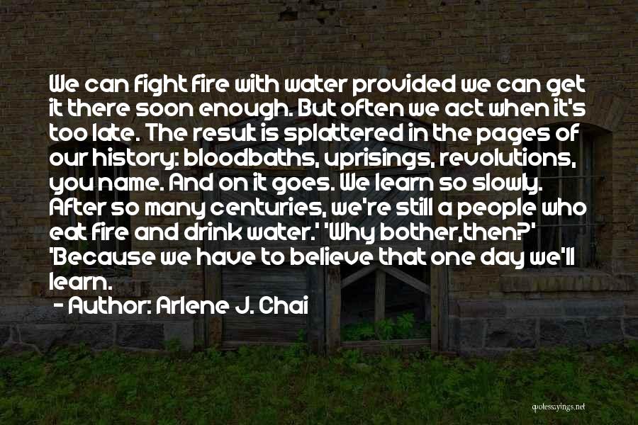 Arlene J. Chai Quotes: We Can Fight Fire With Water Provided We Can Get It There Soon Enough. But Often We Act When It's