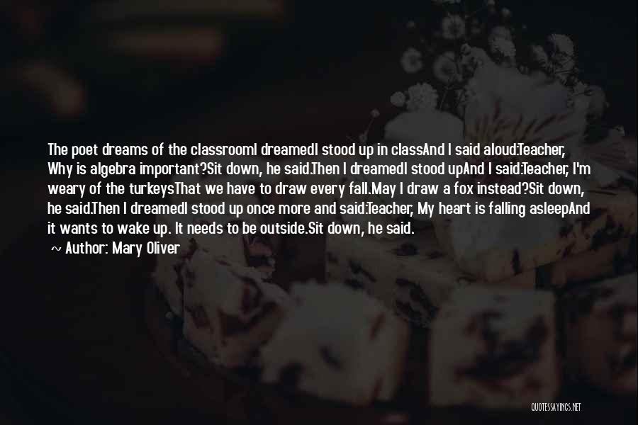 Mary Oliver Quotes: The Poet Dreams Of The Classroomi Dreamedi Stood Up In Classand I Said Aloud:teacher, Why Is Algebra Important?sit Down, He