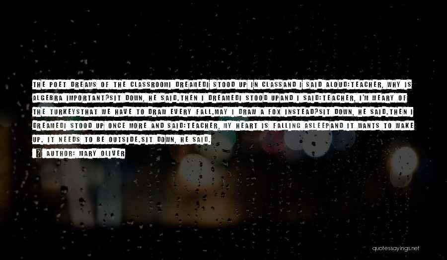 Mary Oliver Quotes: The Poet Dreams Of The Classroomi Dreamedi Stood Up In Classand I Said Aloud:teacher, Why Is Algebra Important?sit Down, He