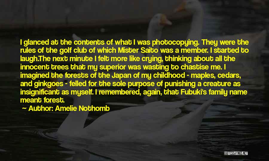 Amelie Nothomb Quotes: I Glanced At The Contents Of What I Was Photocopying. They Were The Rules Of The Golf Club Of Which